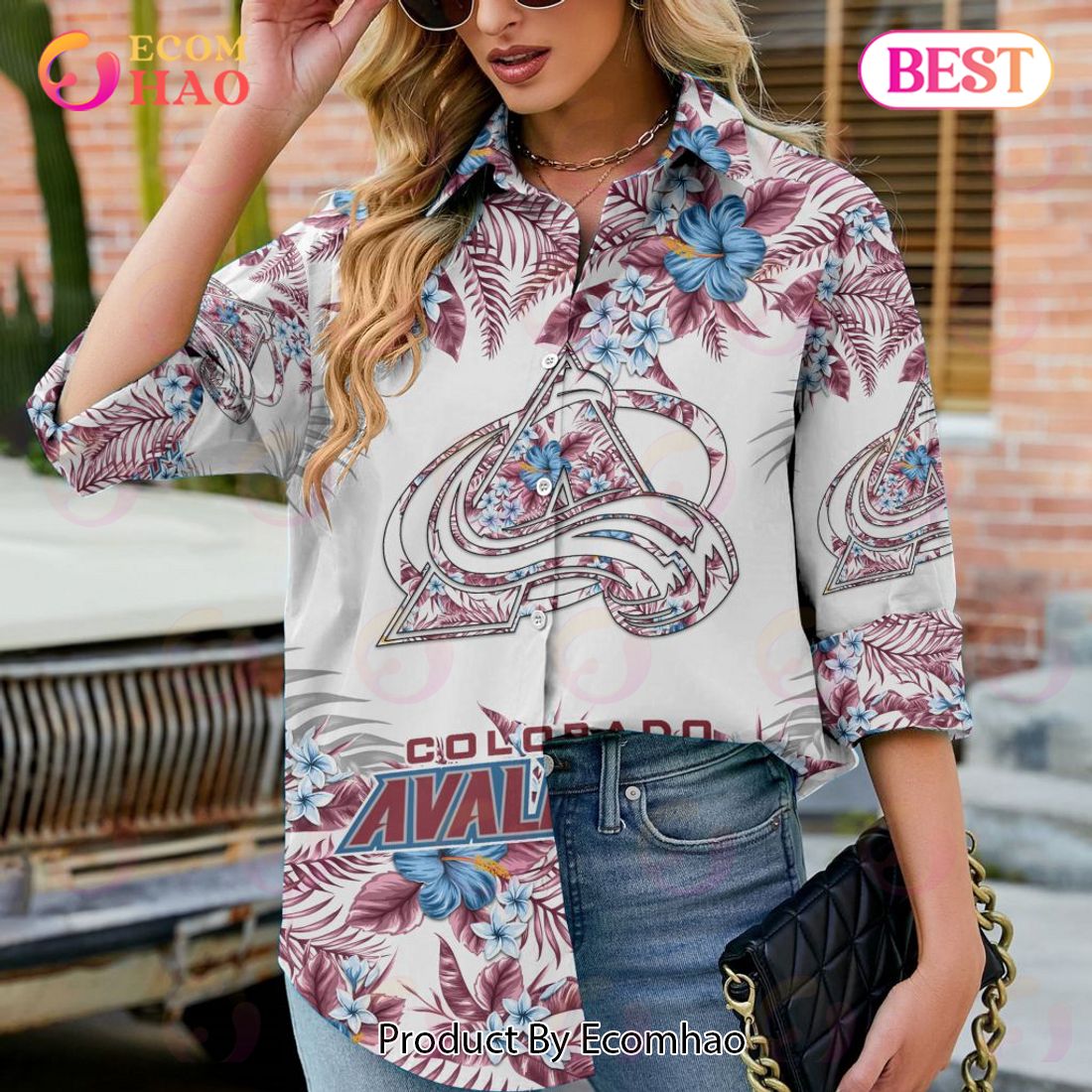 NEW] NHL Calgary Flames Hawaiian Design Woman Casual Shirt