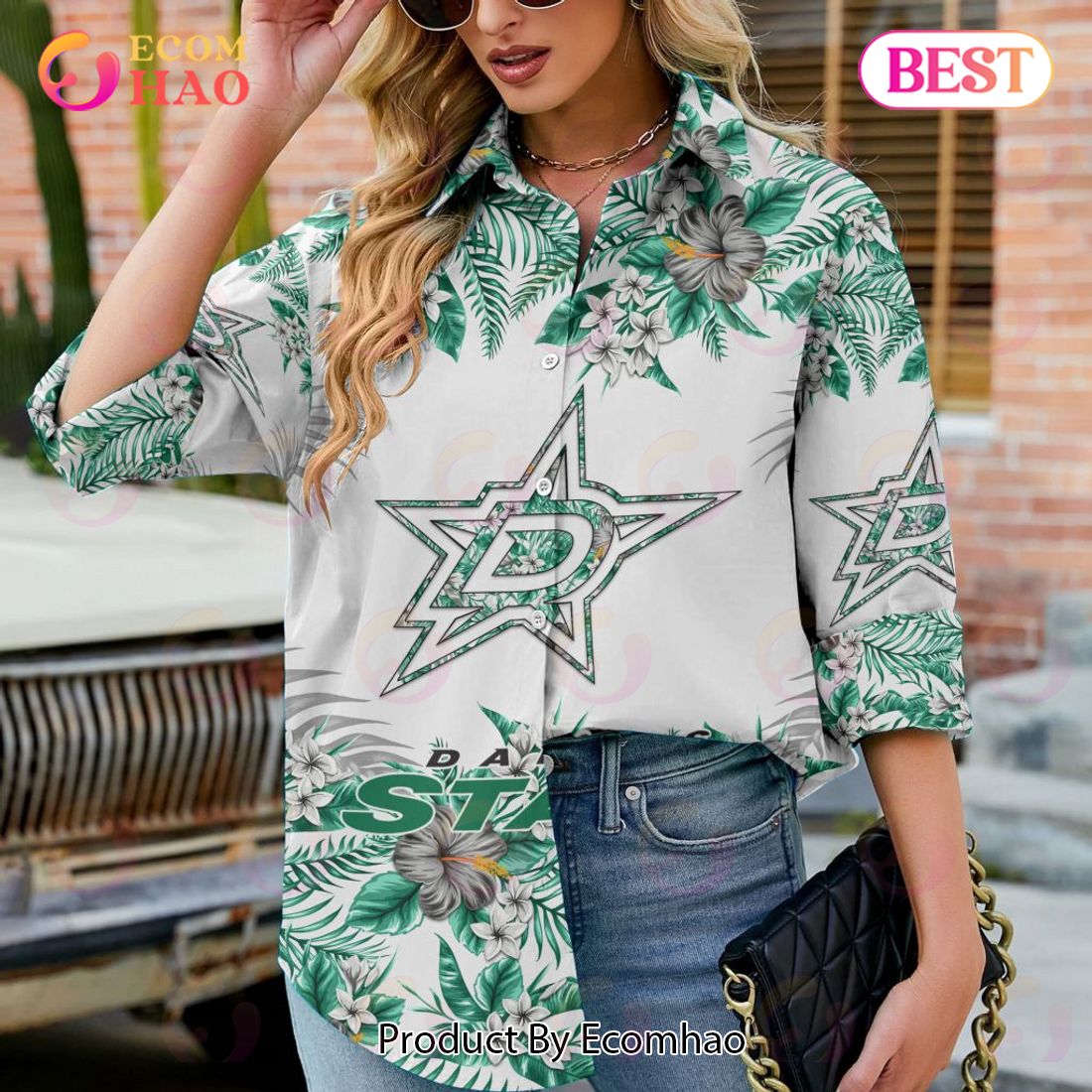 NEW] NHL Dallas Stars Hawaiian Design Woman Casual Shirt