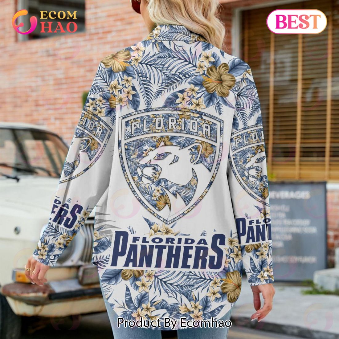 NEW] NHL Florida Panthers Hawaiian Design Woman Casual Shirt