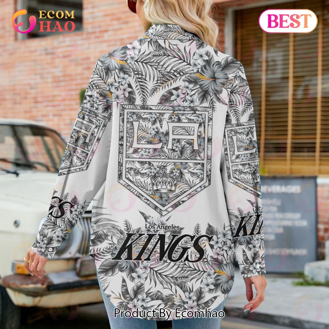 NEW] NHL Los Angeles Kings Hawaiian Design Woman Casual Shirt