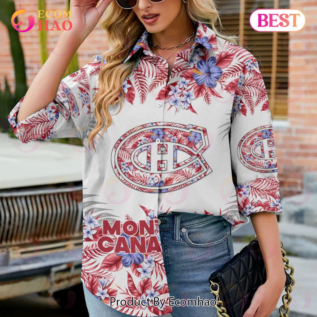 NEW] NHL Montreal Canadiens Hawaiian Design Woman Casual Shirt