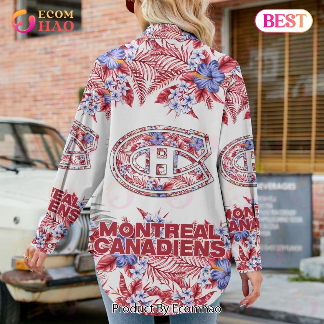 NEW] NHL Montreal Canadiens Hawaiian Design Woman Casual Shirt