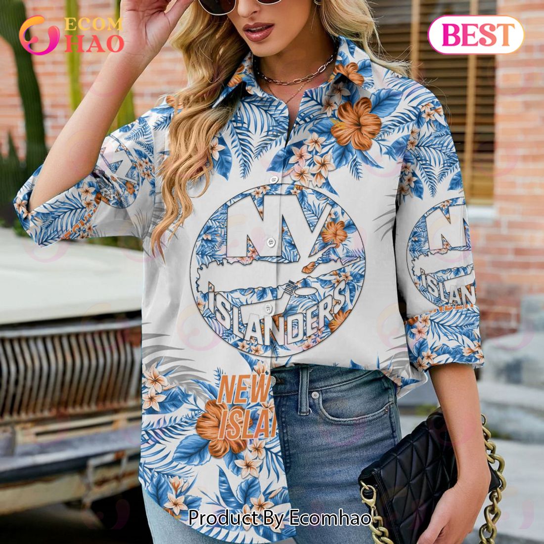 NEW] NHL New York Islanders Hawaiian Design Woman Casual Shirt