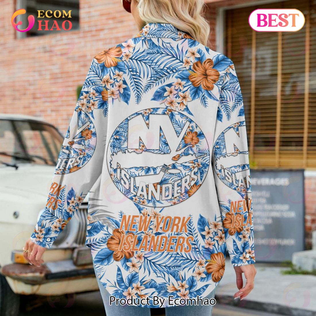 NEW] NHL New York Islanders Hawaiian Design Woman Casual Shirt