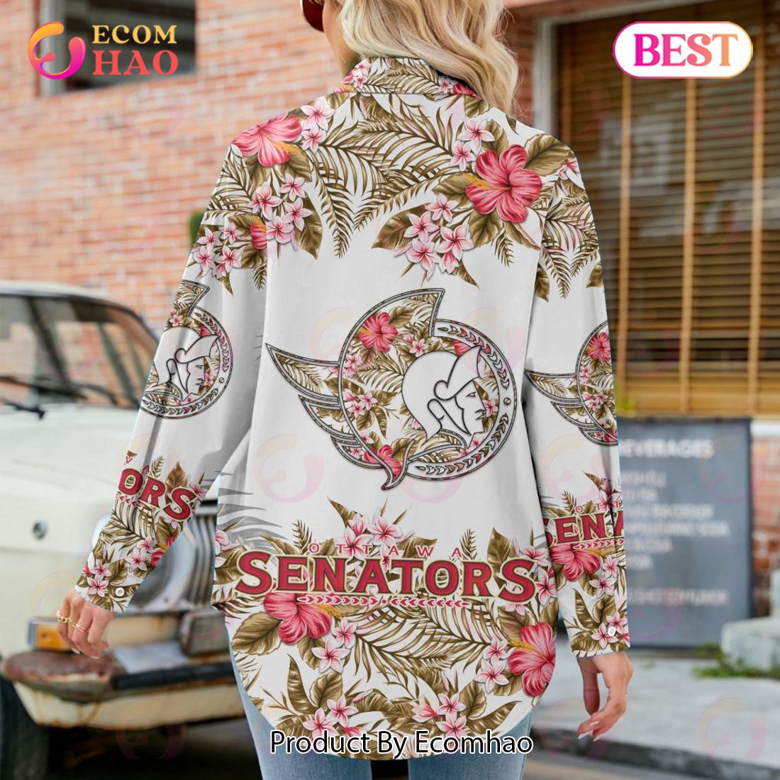 NEW] NHL Ottawa Senators Hawaiian Design Woman Casual Shirt