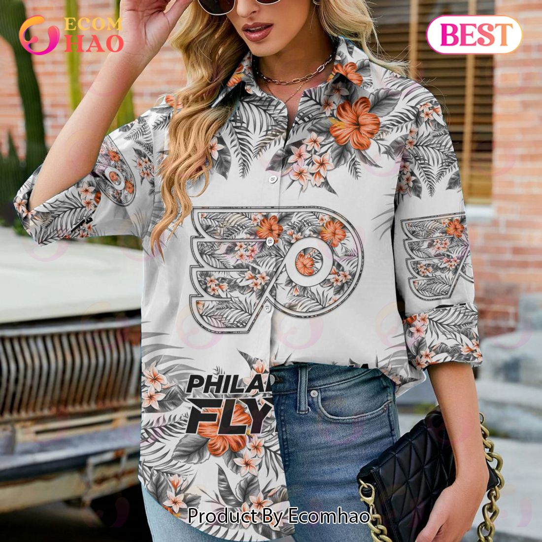 NEW] NHL Philadelphia Flyers Hawaiian Design Woman Casual Shirt