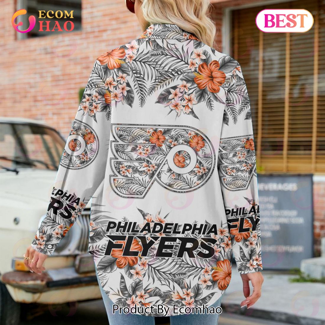 NEW] NHL Philadelphia Flyers Hawaiian Design Woman Casual Shirt