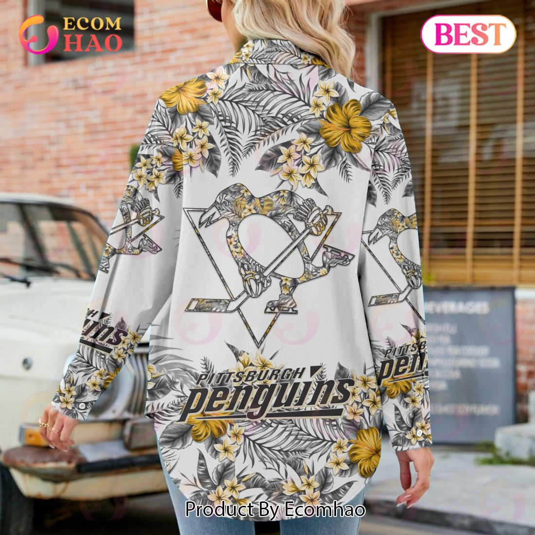 NEW] NHL Pittsburgh Penguins Hawaiian Design Woman Casual Shirt