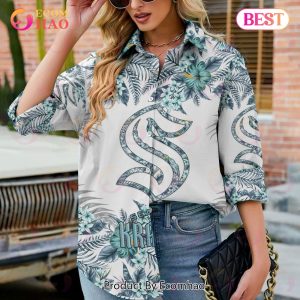 NEW] NHL Seattle Kraken Hawaiian Design Woman Casual Shirt