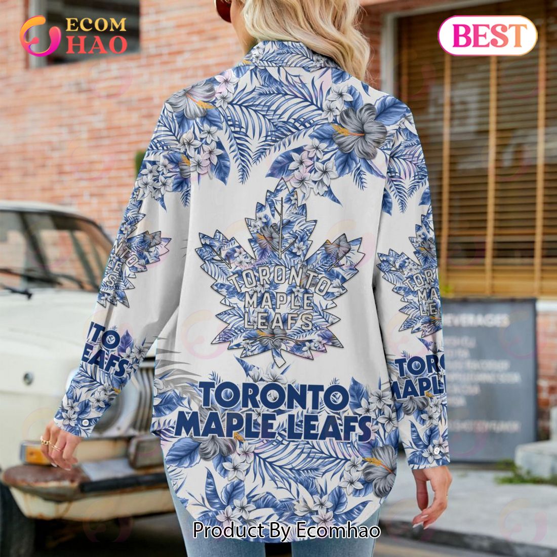 NEW] NHL Toronto Maple Leafs Hawaiian Design Woman Casual Shirt