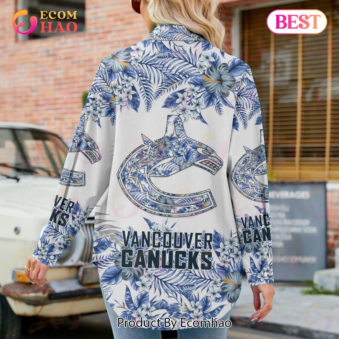 NEW] NHL Vancouver Canucks Hawaiian Design Woman Casual Shirt