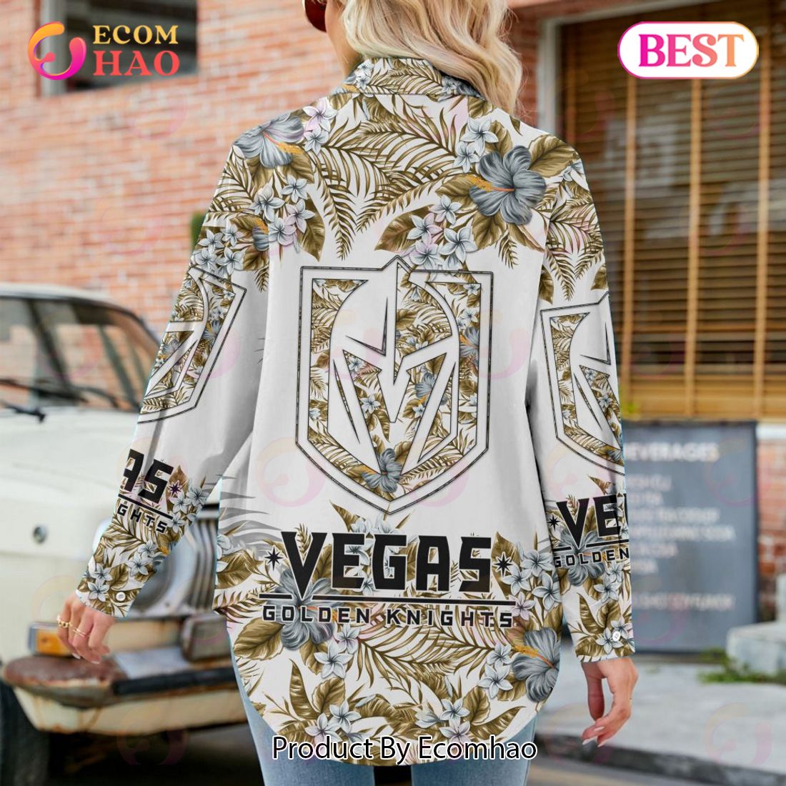 NEW] NHL Vegas Golden Knights Hawaiian Design Woman Casual Shirt