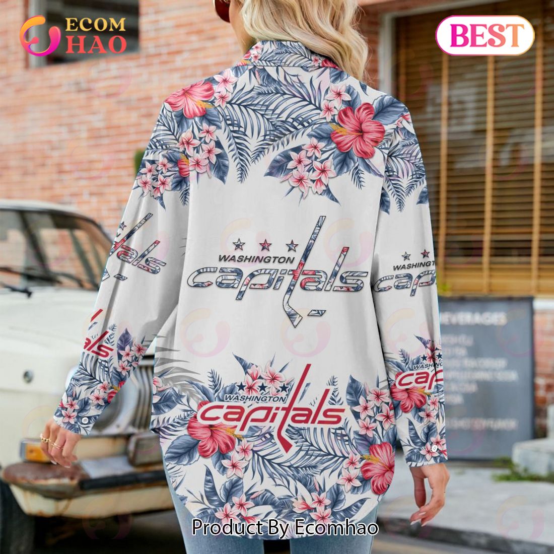 NEW] NHL Washington Capitals Hawaiian Design Woman Casual Shirt