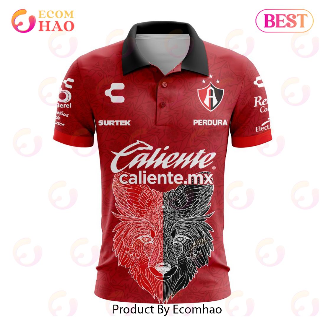 LIGA MX Atlas F.C 2023 – 2024 Away Aztec Design Polo Shirt