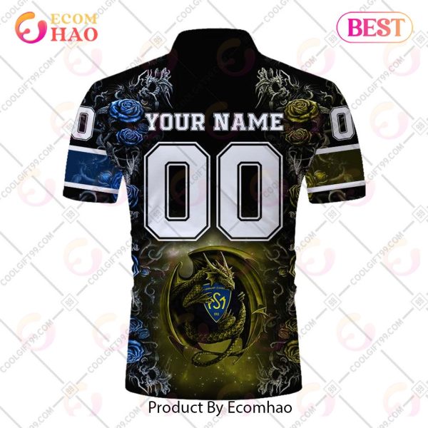 Personalized ASM Clermont Auvergne Rugby Rose Dragons Design Polo