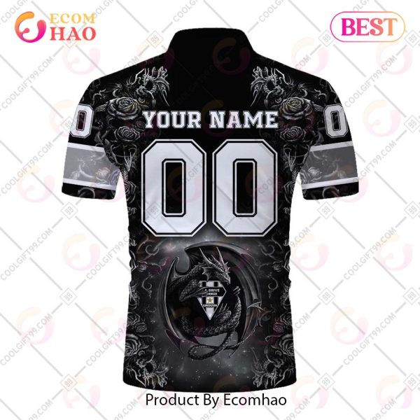 Personalized CA Brive Rugby Rugby Rose Dragons Design Polo