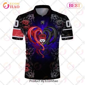 Personalized Lyon LOU Rugby Rose Dragons Design Polo