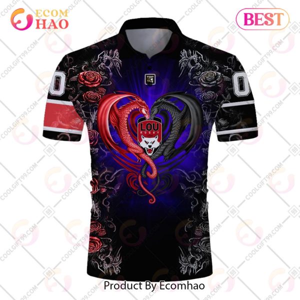 Personalized Lyon LOU Rugby Rose Dragons Design Polo