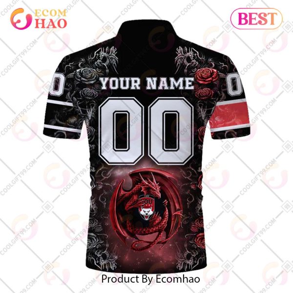 Personalized Lyon LOU Rugby Rose Dragons Design Polo