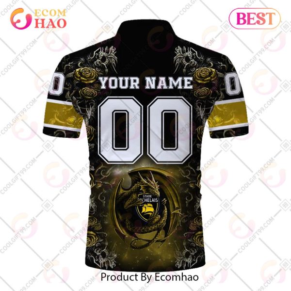 Personalized Stade Rochelais Rugby Rose Dragons Design Polo