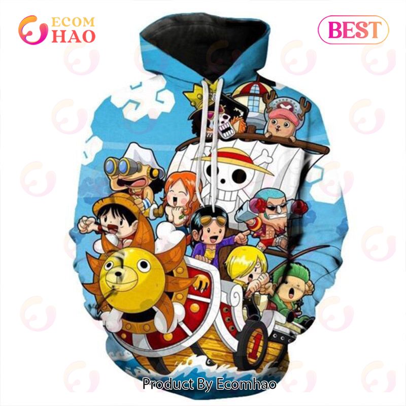 PREMIUM One Piece Kawaii Pirate Ship 3D Printed Casual Hoodie