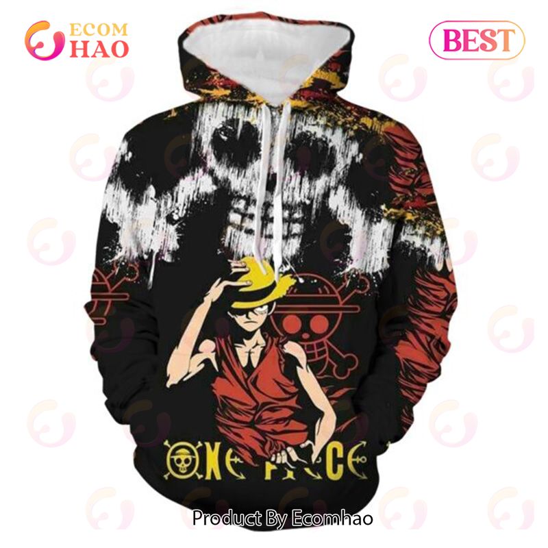 PREMIUM One Piece Luffy Straw Hat Skull 3D Printed Casual Hoodie