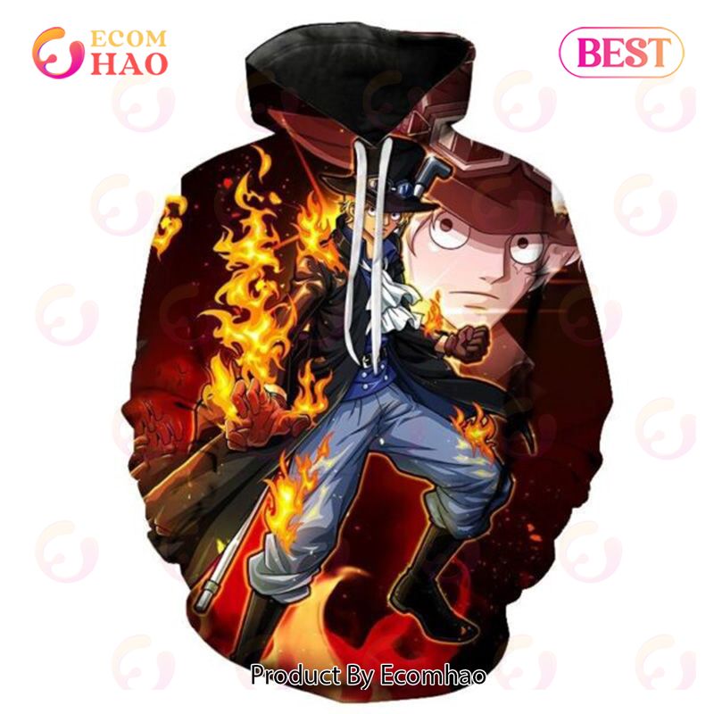 PREMIUM One Piece Sabo Fire 3D Printed Casual Hoodie