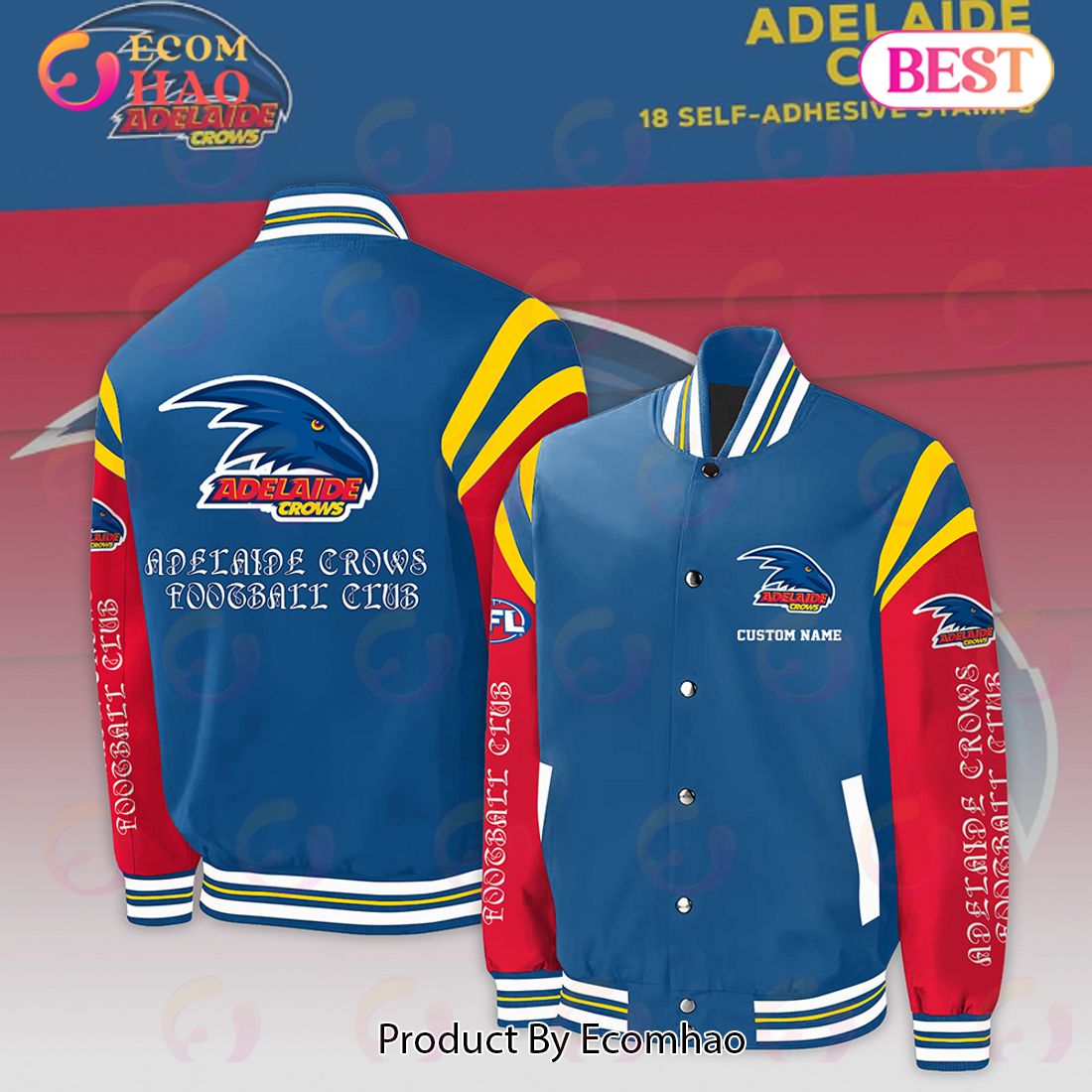 Adelaide Crows Football Club – AFL Personalized Baseball Jacket