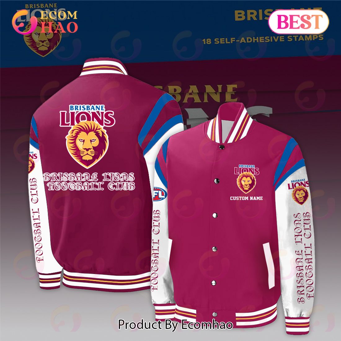 Brisbane Lions Football Club – AFL Personalized Baseball Jacket