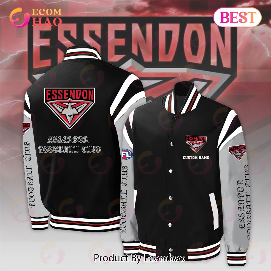 Essendon Bombers Football Club – AFL Personalized Baseball Jacket