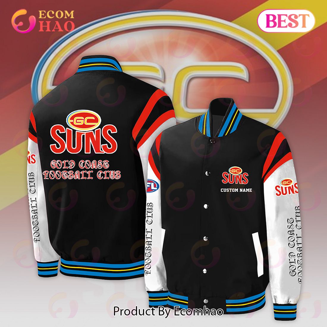 Gold Coast Suns Football Club – AFL Personalized Baseball Jacket