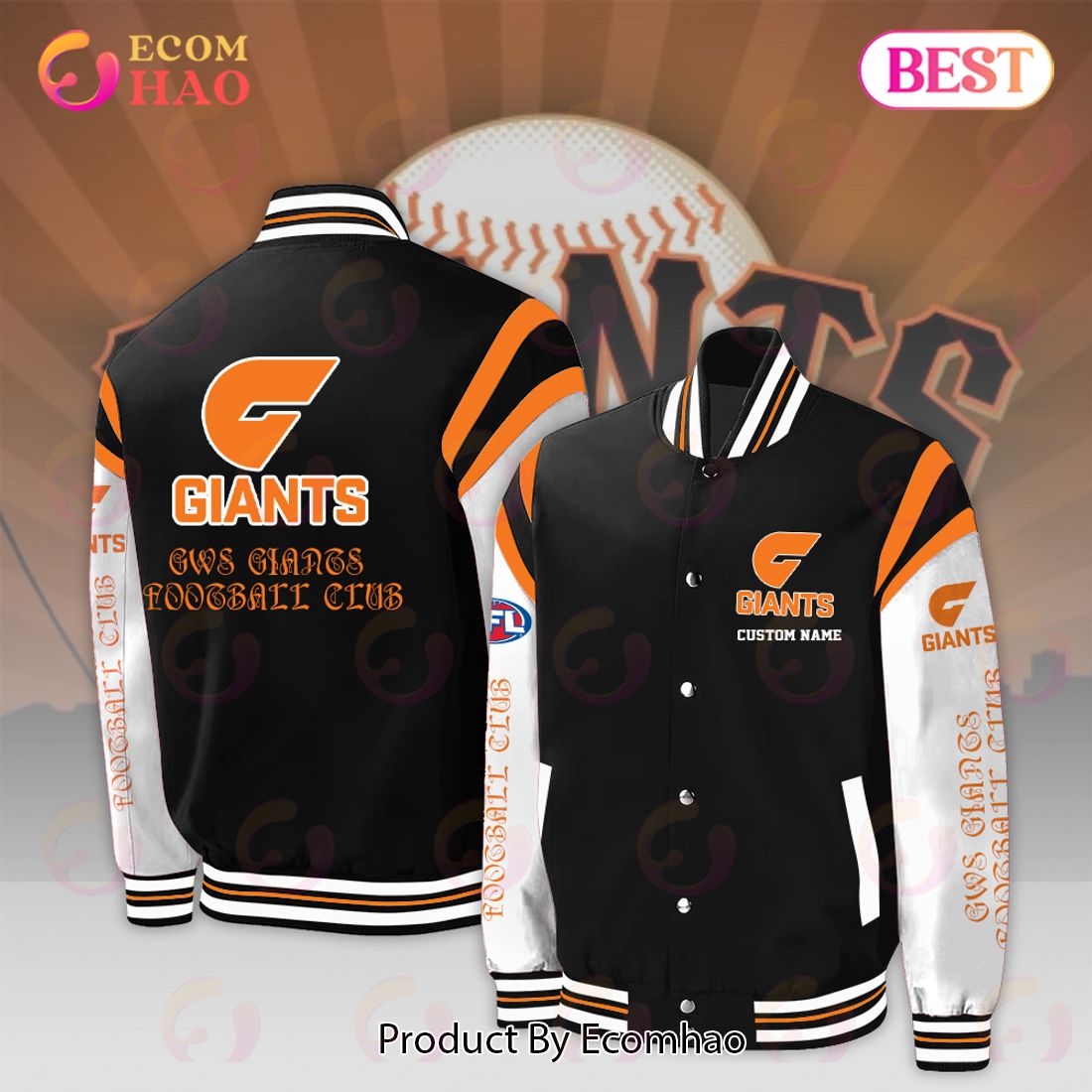 GWS Giants Football Club – AFL Personalized Baseball Jacket