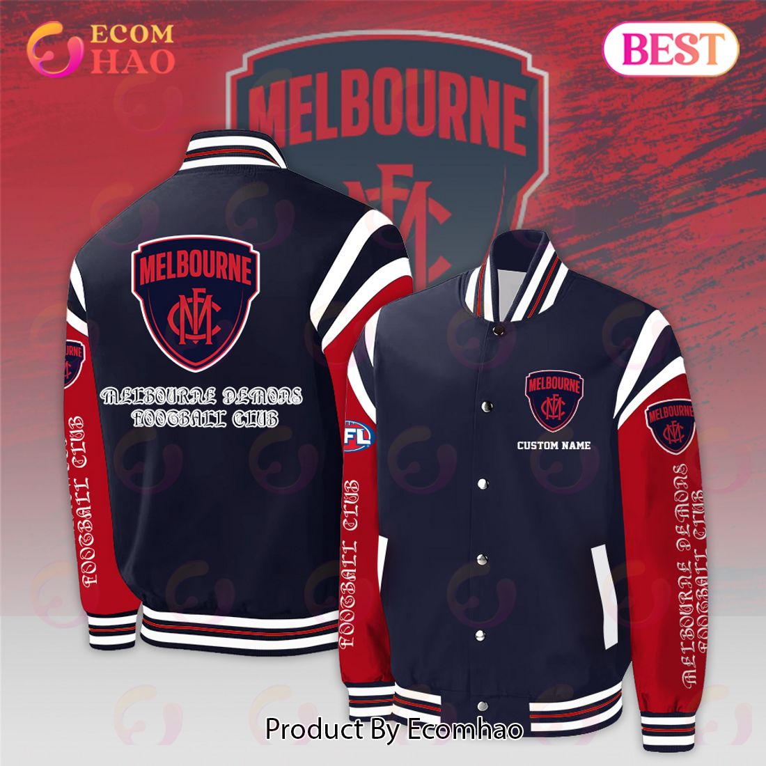 Melbourne Demons Football Club – AFL Personalized Baseball Jacket