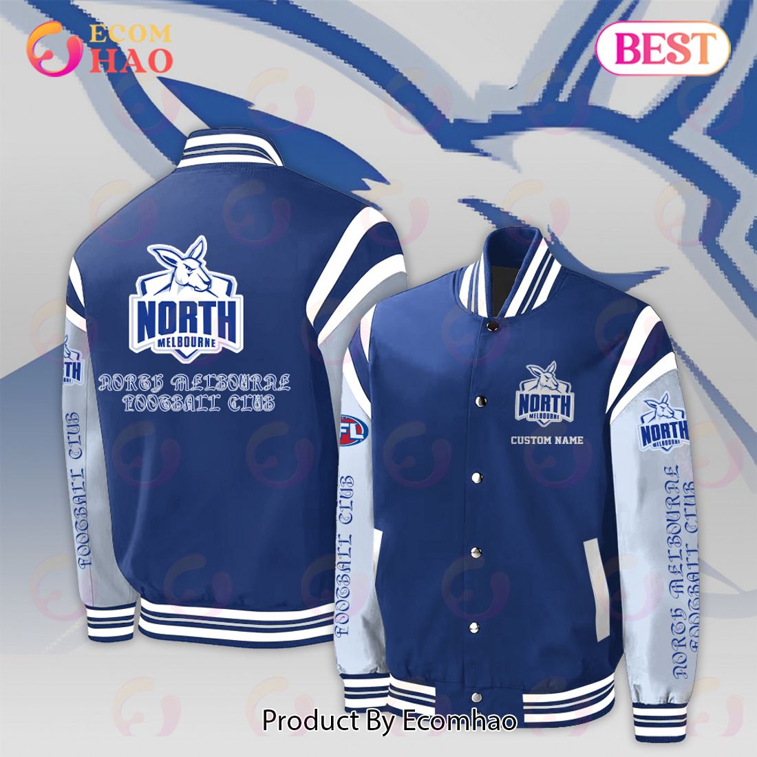 North Melbourne Football Club – AFL Personalized Baseball Jacket