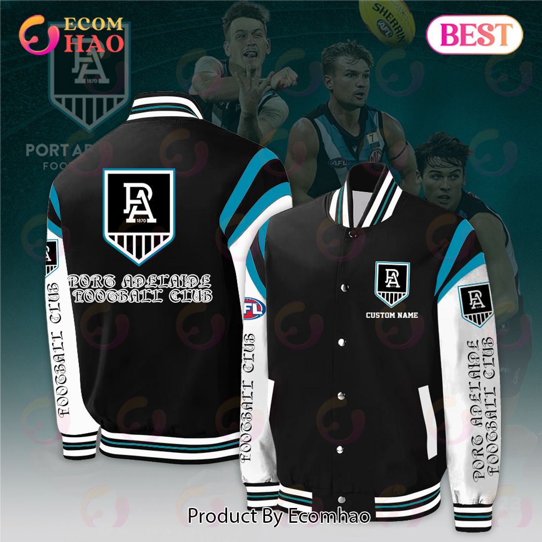 Port Adelaide Power Football Club – AFL Personalized Baseball Jacket