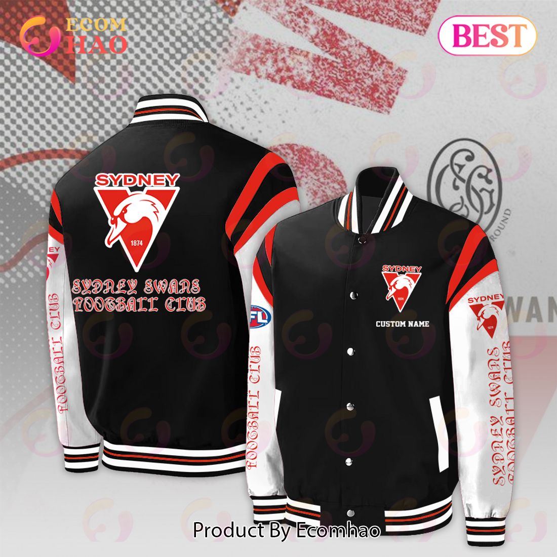 Sydney Swans Football Club – AFL Personalized Baseball Jacket