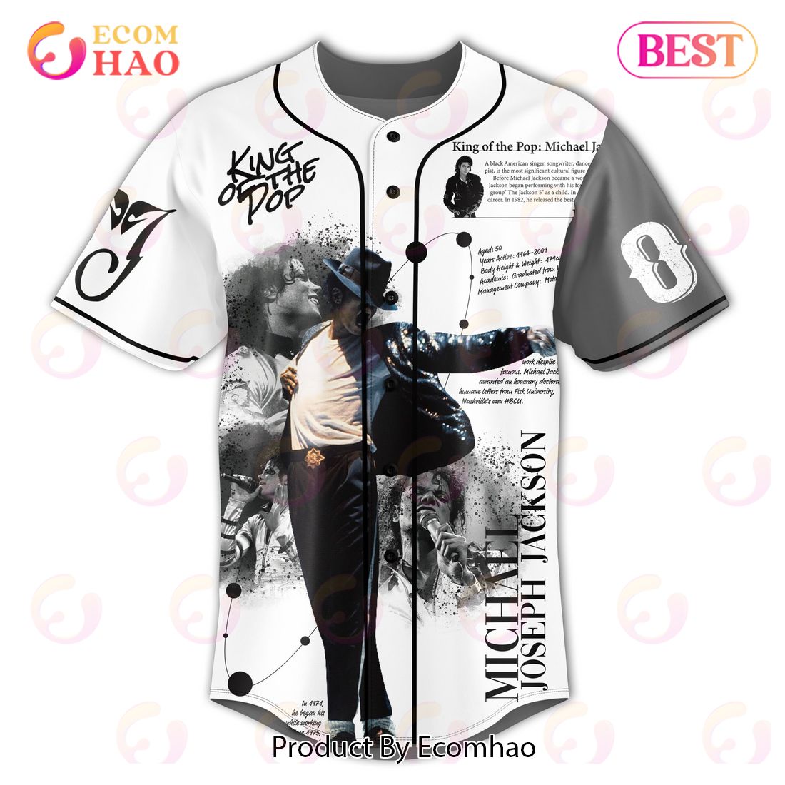 King Of The Pop Michael Joseph Jackson Custom Baseball Jersey