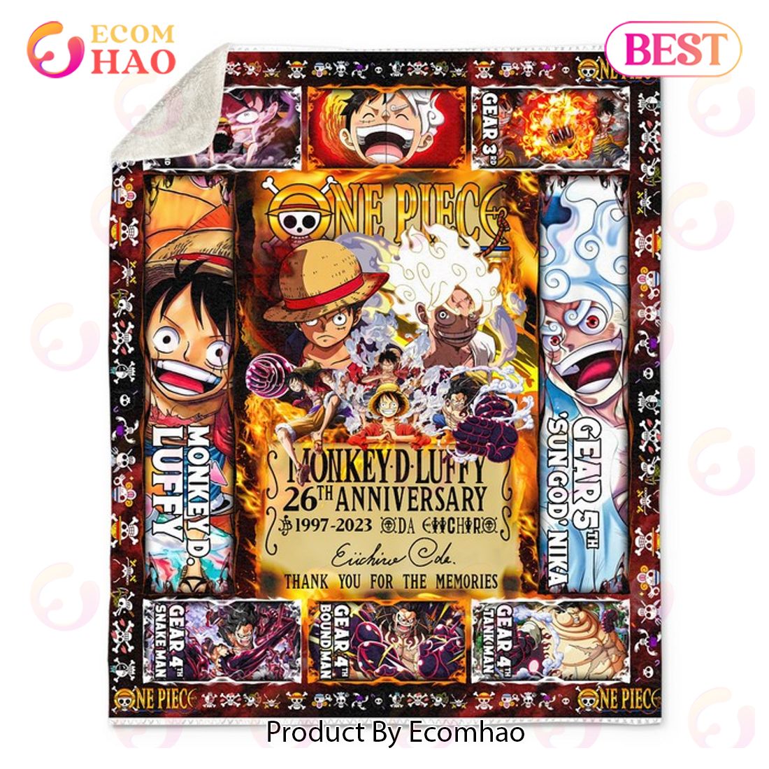 One Piece Monkey D.Luffy 26th Anniversary 1997 – 2023 Fleece Blanket