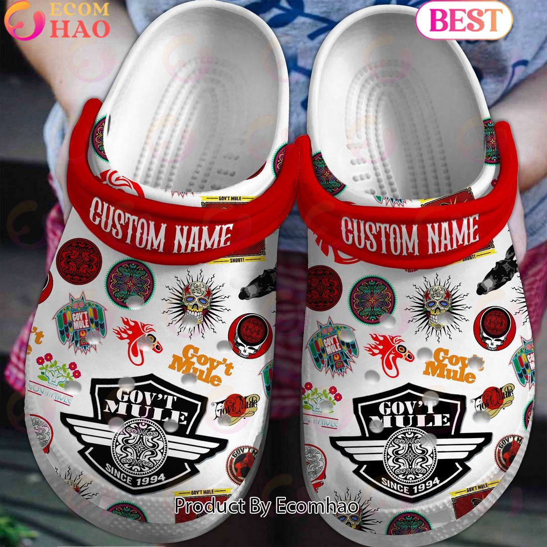 Custom Name Gov’t Mule Rock Jam Band Clogs