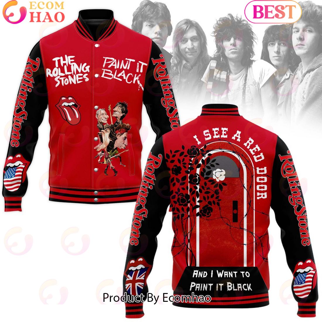 The Rolling Stones I See A Red Door Baseball Jacket Luxury Items