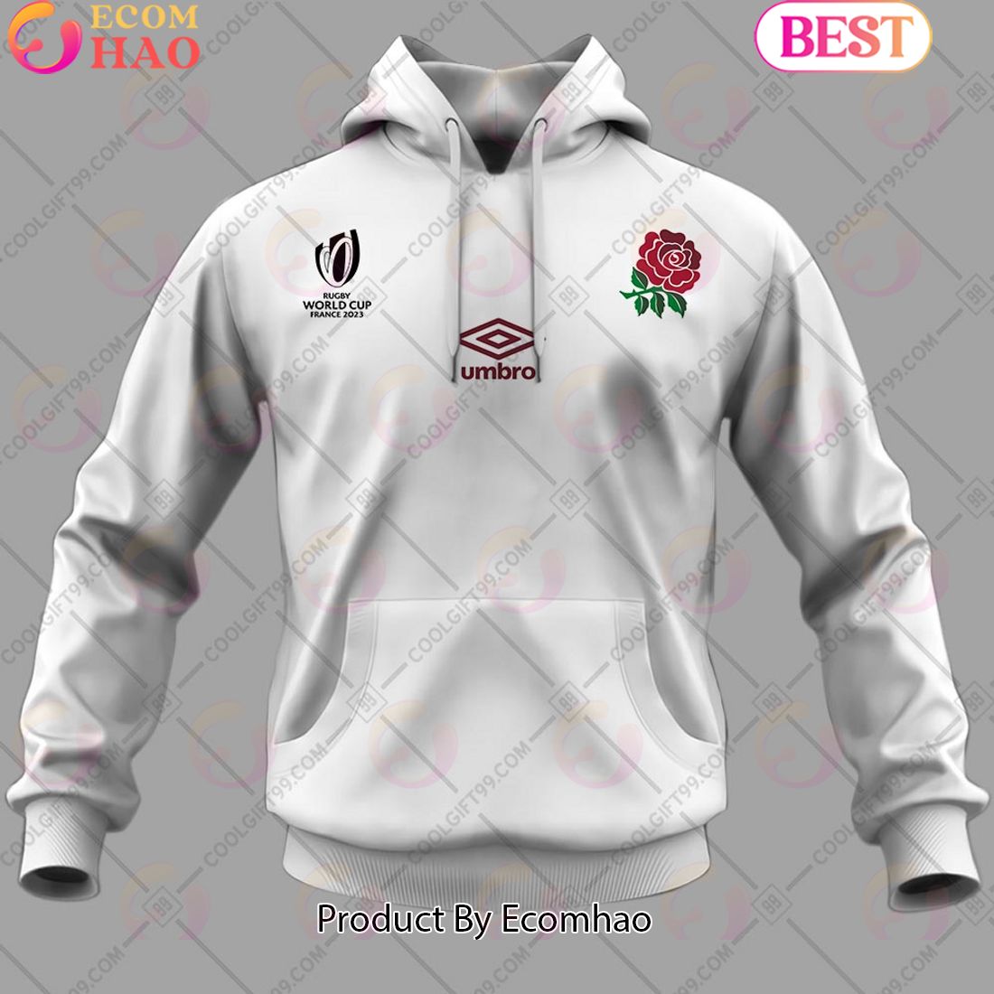 Personalized Rugby World Cup 2023 England Rugby Home Jersey 3D Hoodie