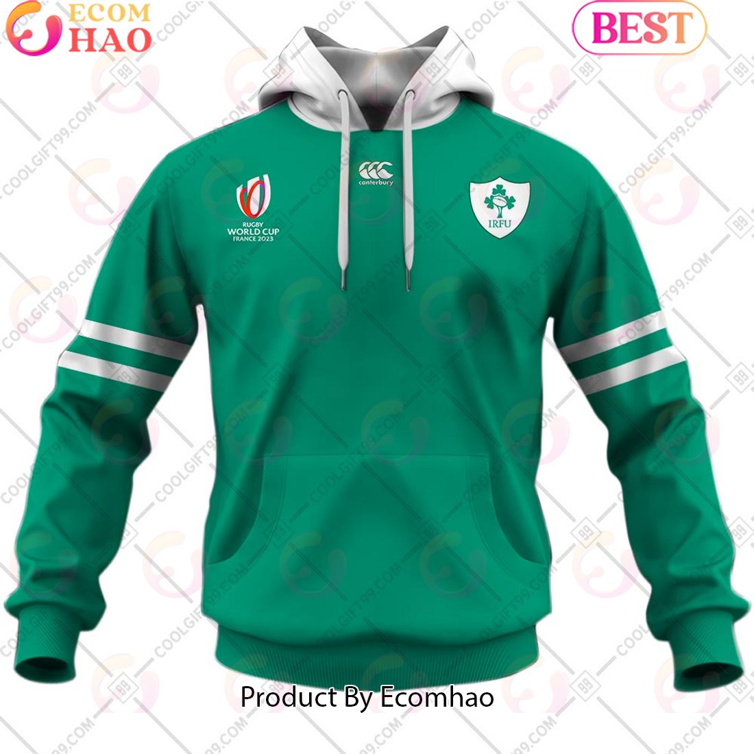 Personalized Rugby World Cup 2023 Ireland Rugby Home Jersey 3D Hoodie