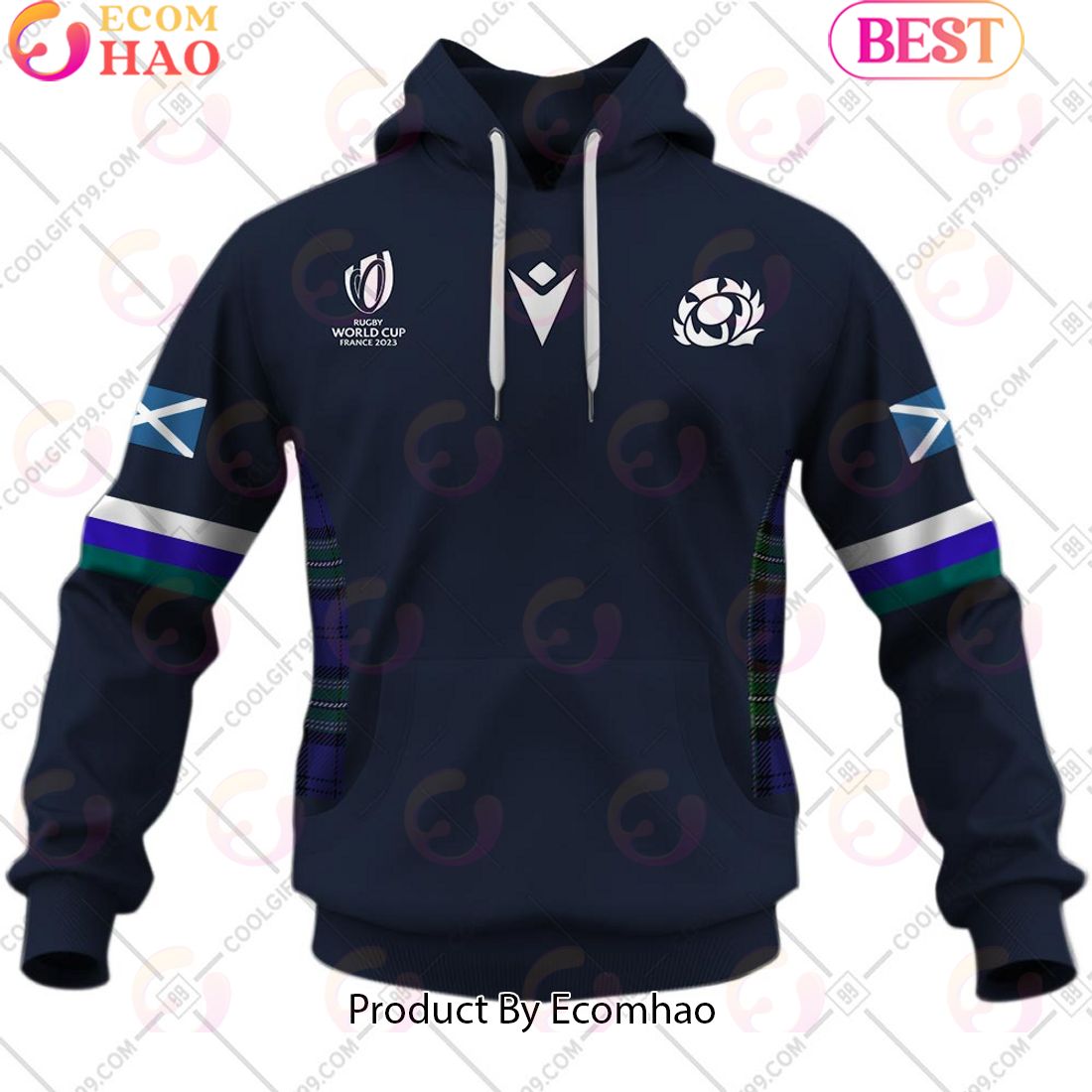 Personalized Rugby World Cup 2023 Scotland Rugby Home Jersey 3D Hoodie