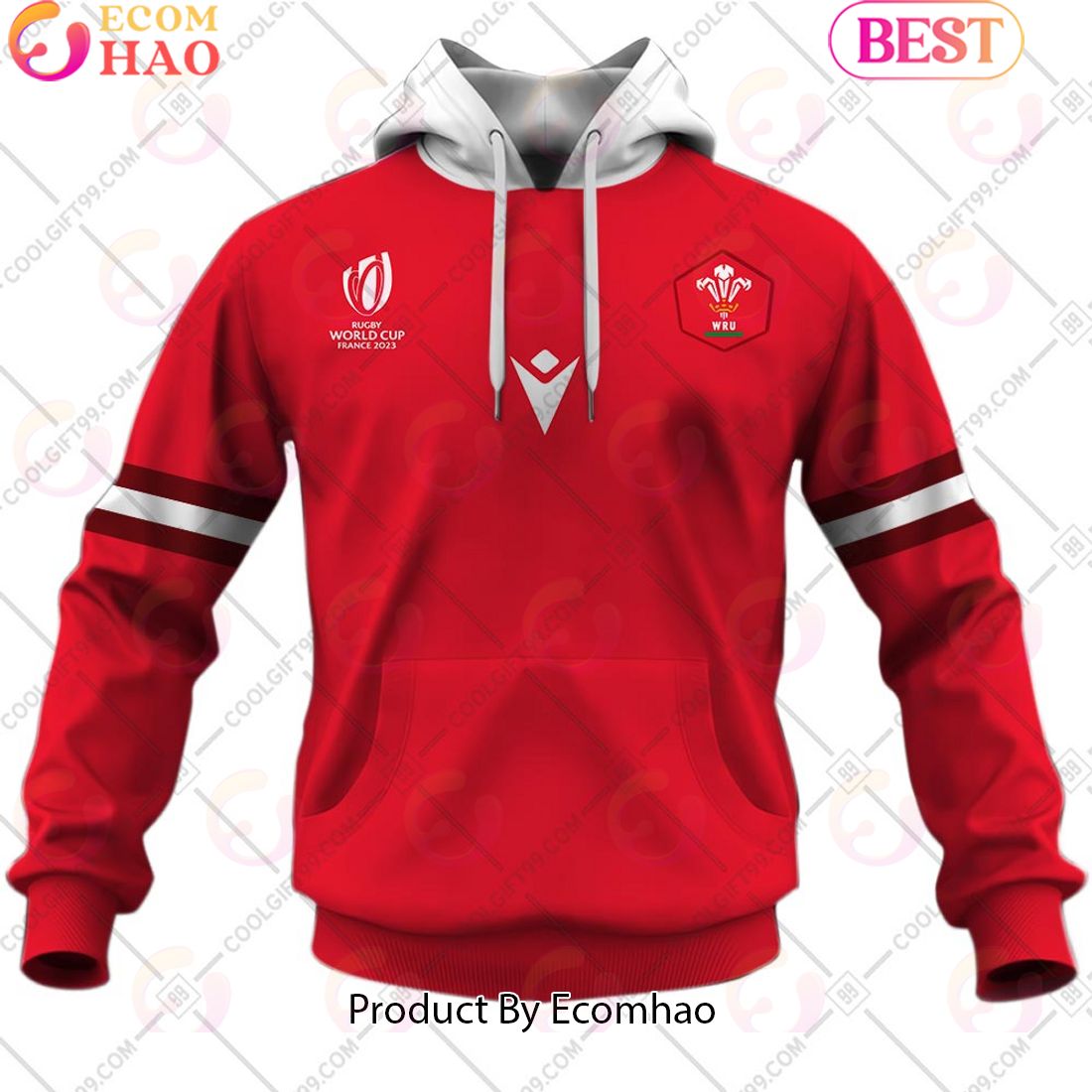 Personalized Rugby World Cup 2023 Wales Rugby Home Jersey 3D Hoodie