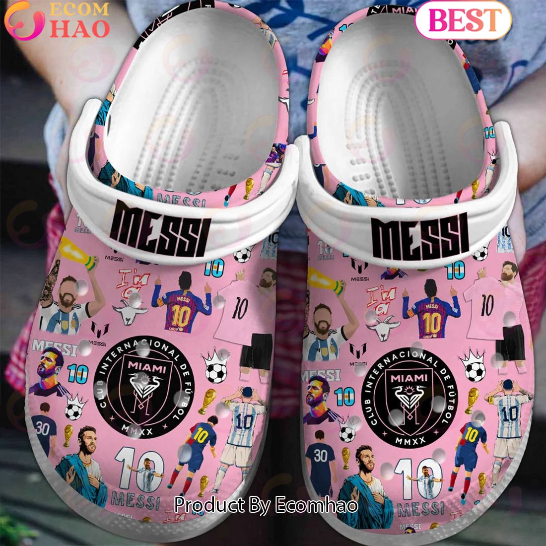 Lionel Messi Miami Football Soccer Crocband Clogs