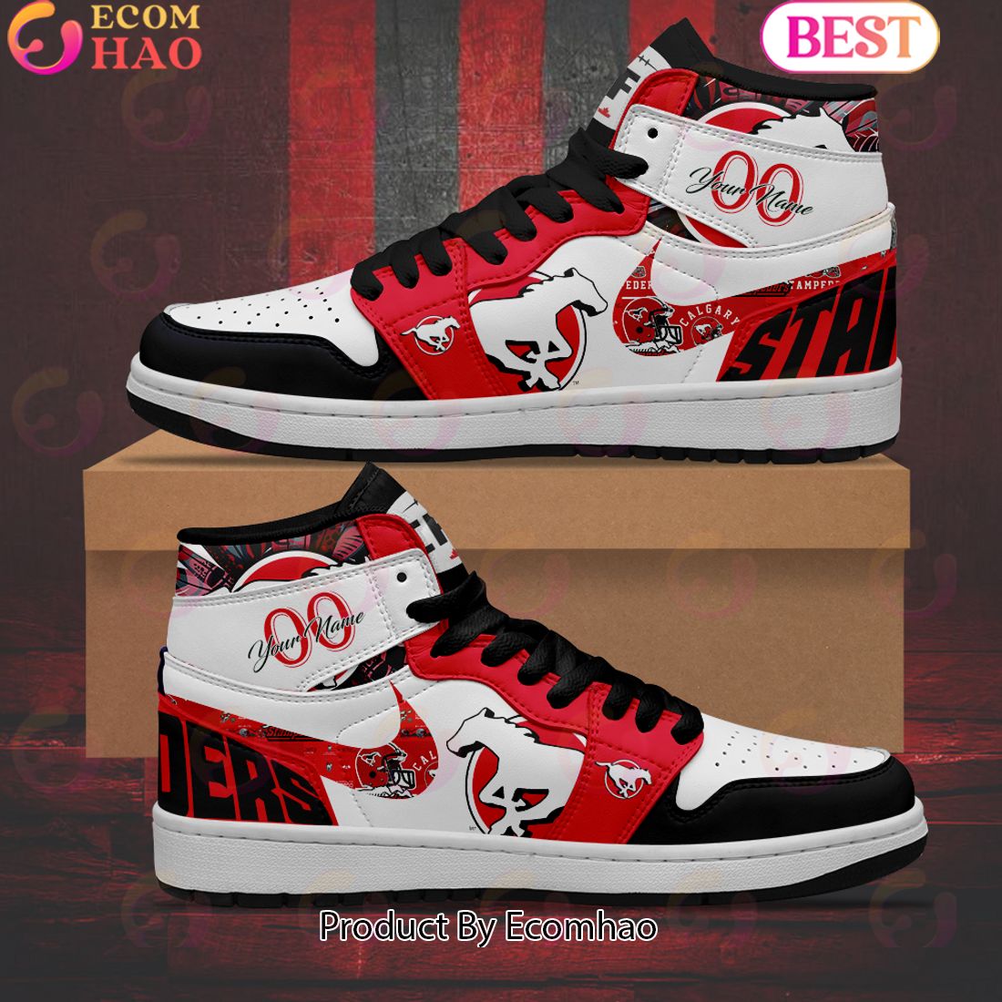 Calgary Stampeders – CFL Personalized Air Jordan 1, Hightop