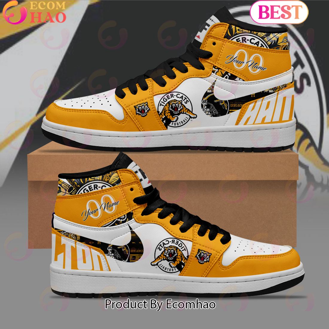 Hamilton Tiger-Cats – CFL Personalized Air Jordan 1, Hightop