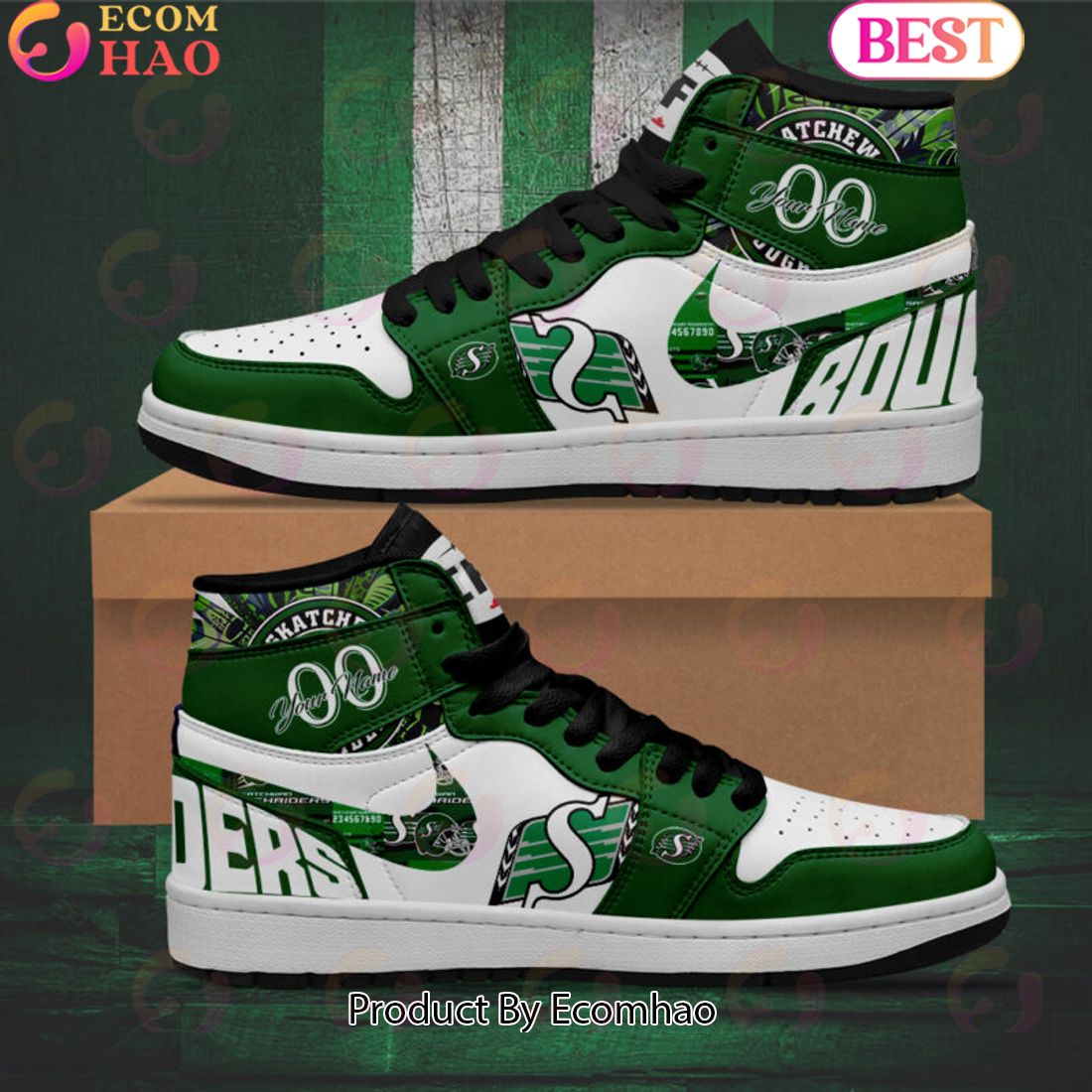 Saskatchewan Roughriders – CFL Personalized Air Jordan 1, Hightop