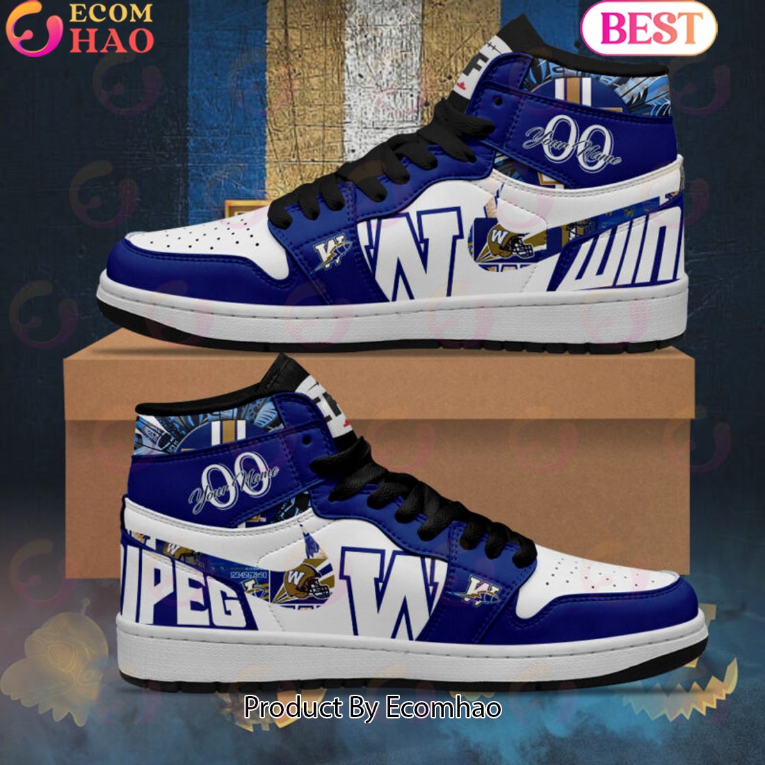 Winnipeg Blue Bombers – CFL Personalized Air Jordan 1, Hightop