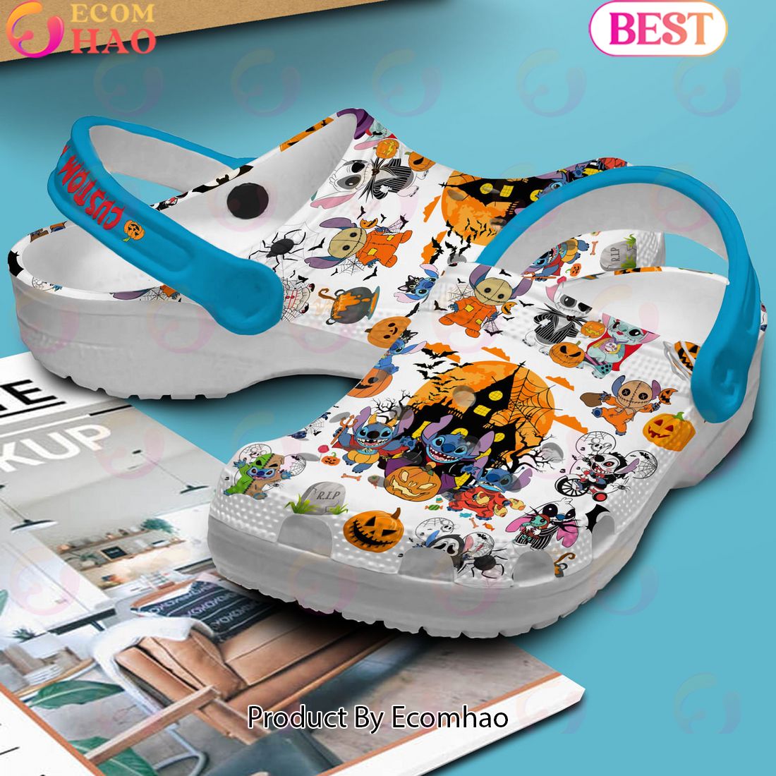 Custom Name Stitch Halloween Design Clogs